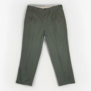 Vintage Farah Pleated Tapered Chino Belted Slacks Size 40 X 30 Mens Olive